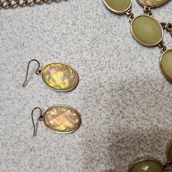 Charming Charlie Iridescent Oval Stone Necklace with Matching Earrings - Picture 4 of 7